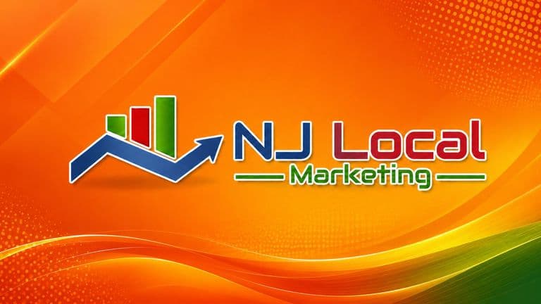 NJ Local Marketing logo with upward growth chart on orange background representing local SEO, visibility, and business growth in New Jersey.