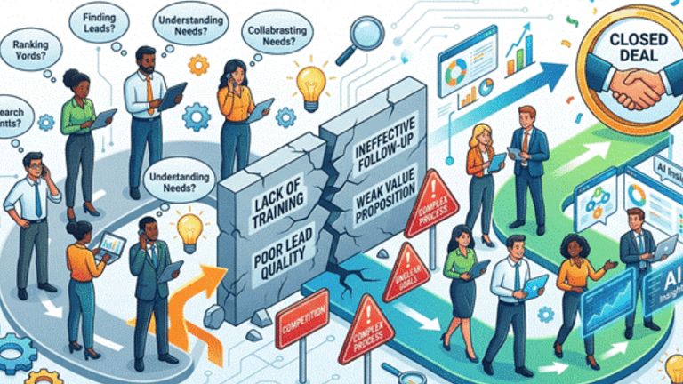 Sales team overcoming weak leads and poor follow-up with AI insights to successfully close deals.