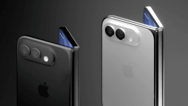 Two sleek, modern smartphones with foldable designs in black and silver finishes