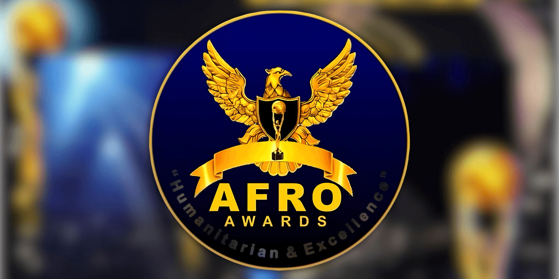 Logo of the AFRO Awards featuring an eagle and a trophy on a blue background